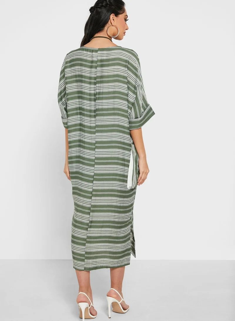 House of Moda Round Neck Striped Dress