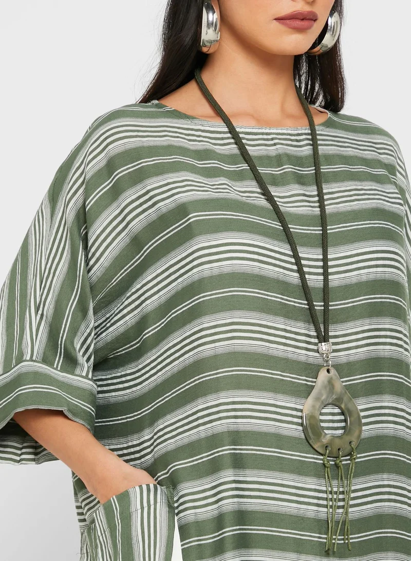 House of Moda Round Neck Striped Dress