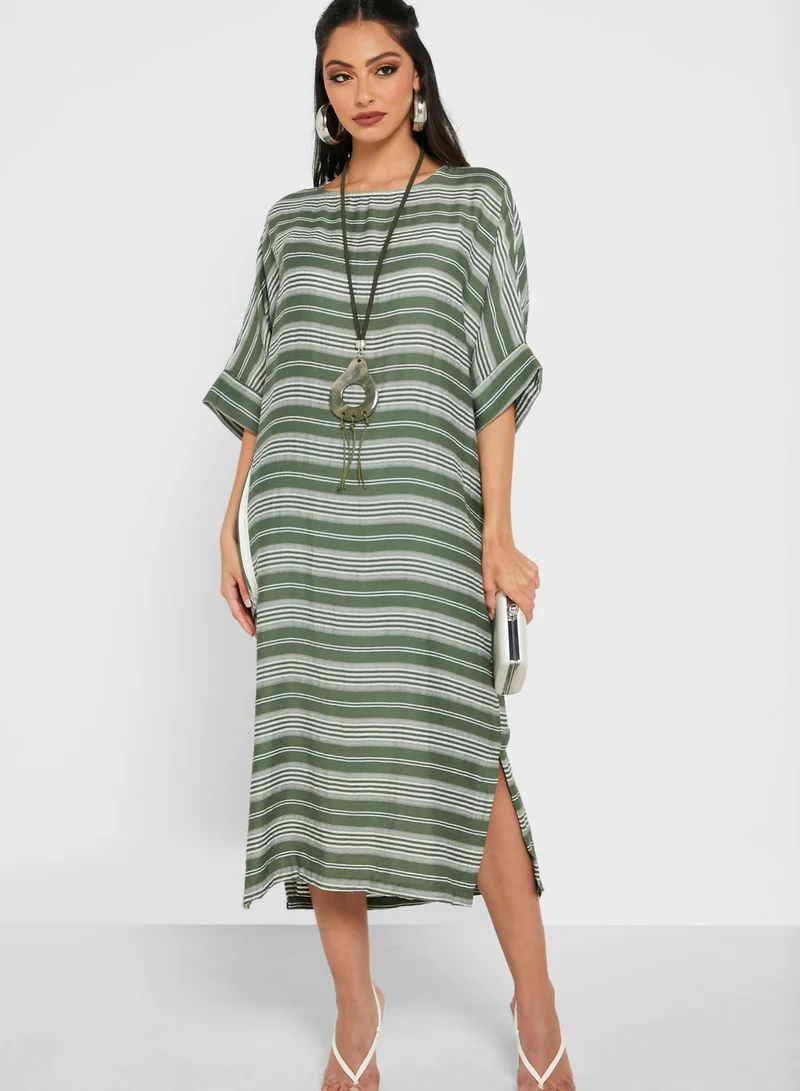 House of Moda Round Neck Striped Dress