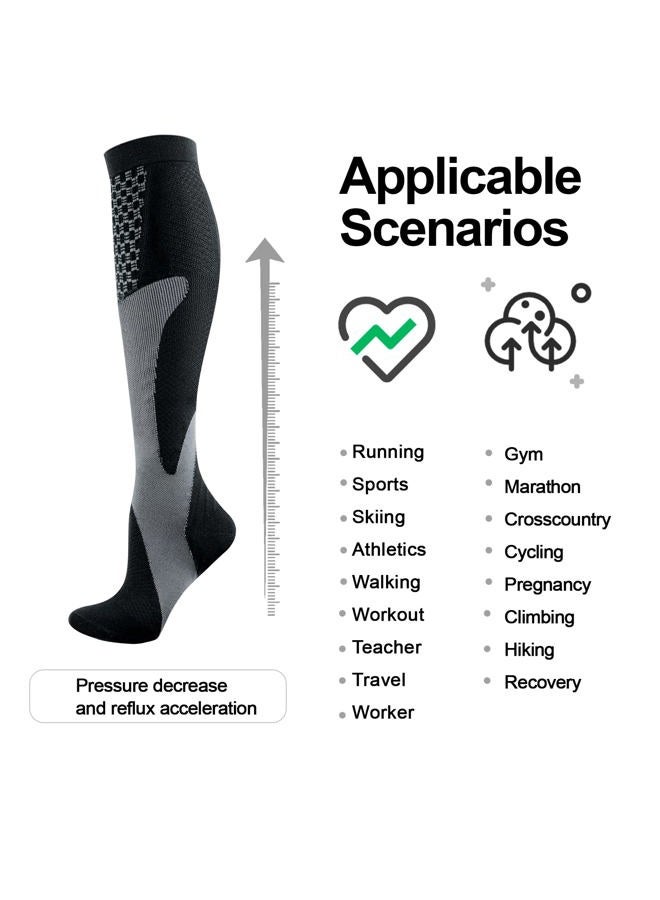 YUEDGE 3 Pairs Compression Socks for Men Knee High Running Cycling Softball Baseball Athletic Support Socks Size 10-13, Black - Image 3