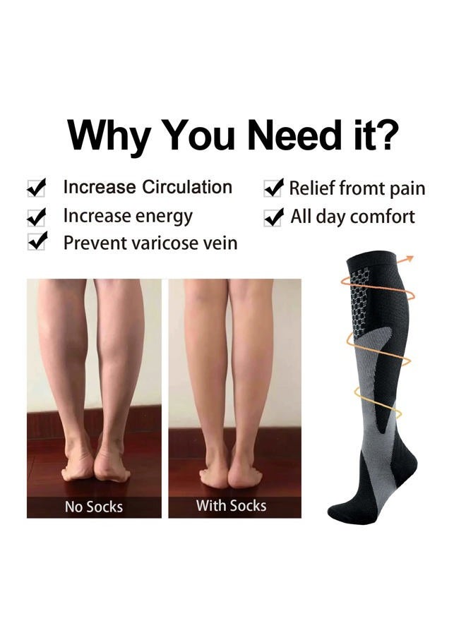YUEDGE 3 Pairs Compression Socks for Men Knee High Running Cycling Softball Baseball Athletic Support Socks Size 10-13, Black - Image 4
