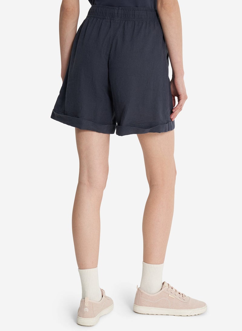 Outventure Women's Navy Blue Shorts, Outventure, Linen-Viscose Blend, Loose Fit, Adjustable Waistband, Practical Pockets for Summer Adventures - Image 5