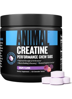 ANIMAL Creatine Chews Tablets - Enhanced Creatine Monohydrate With Astragin To Improve Absorption, Sea Salt For Added Pumps, Delicious And Convenient Chewable Tablets - Grape  - Image 1