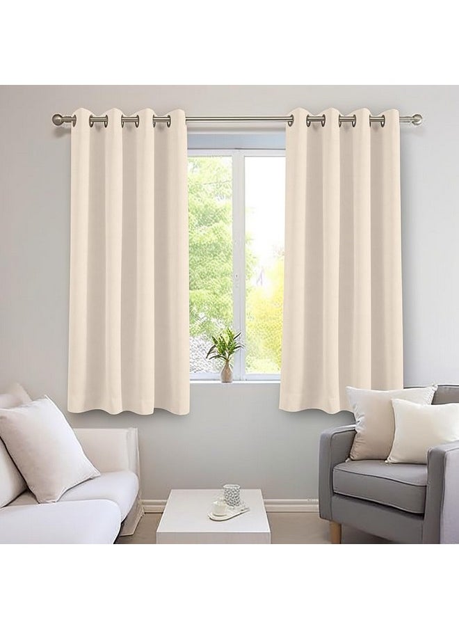 Encasa XO Grommet Window Curtain 5 Ft, Solid Dyed Cotton Panama Fabric, Light-Filtering, Curtains For Kitchen, Bedroom, Living Room (137X152 Cm), Natural, Set Of 2, Opaque - pzsku/Z8D2AEEDDE86D2C0DCC8DZ/45/_/1738305984/dda21adc-6b13-418d-b0c2-3758ad66b741