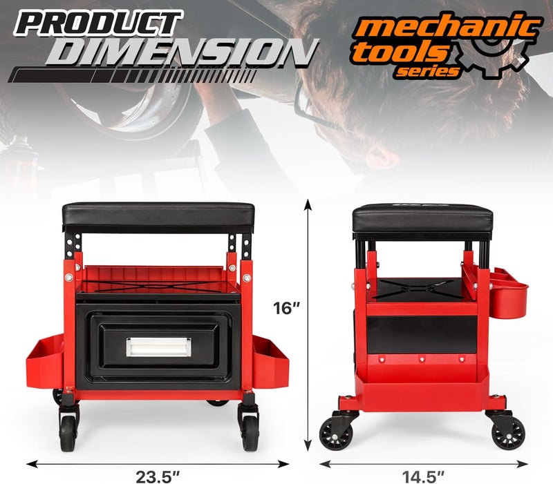 M-AUTO Mechanic Stool with Tool Storage - Image 2