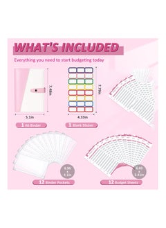 KASTWAVE Budget Binder with Cash Envelopes, A6 Stitching PU Leather Budget Binder with Zipper Envelopes and Budget Sheets, 12pcs Cash Budget Binder for Saving Money, Budget Envelopes Organizer for Cash System  - Image 2