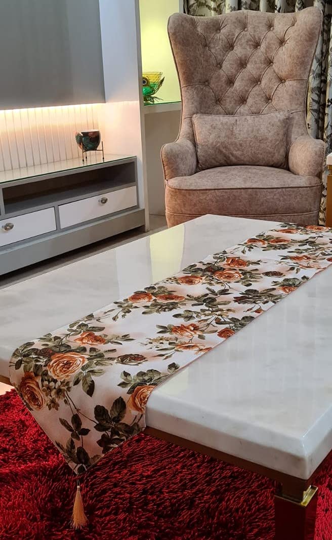 Groki Cotton Floral Table Runner Combo Set of 2 16x72 16x33 Inches Elegant Dining Center Table Dcor for Weddings Parties Events Yellow - Image 3