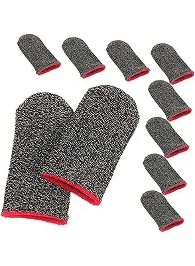 10 Pcs Black Gaming Finger Sleeves Touch Screen Anti Slip Covers for Mobile Gaming - Image 1