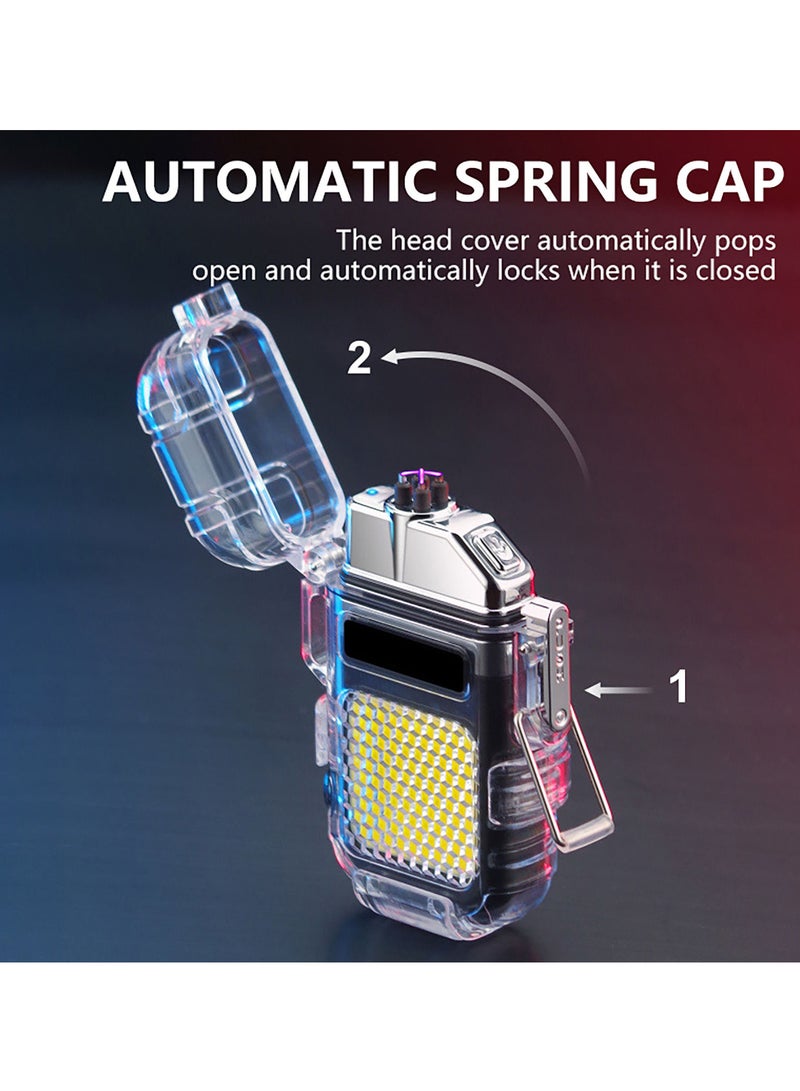 Double Arc Ignition Lighter with Flame without Gas Rechargeable by Type C Multicolour Randomly Assorted - Image 1