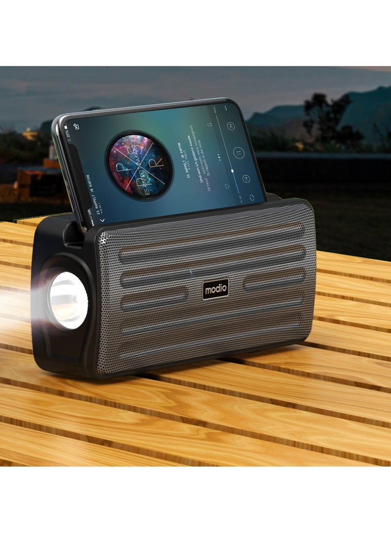 Modio D501 Portable Bluetooth Speaker With Solar Flashlight Grey - Image 1