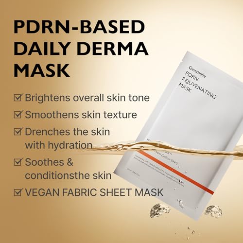Genabelle PDRN Rejuvenating Mask Sheet - Lightweight Glass Skin & Toning Mask Sheet with PDRN, Niacinamide, Hyaluronic Acid, To Deeply Hydrate, Cool, and Visibly Plump the Skin, 0.84 fl oz* 5ea - Image 2