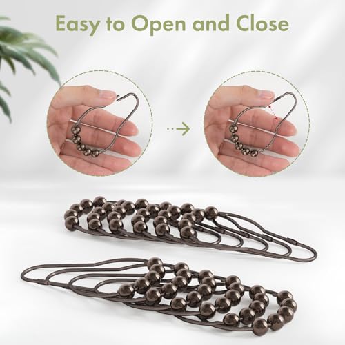 Amazer Shower Curtain Hooks, Decorative Bronze Shower Curtain Hooks,Stainless Steel Rust-Resistant Shower Hooks for Curtains-Set of 12 - Image 5