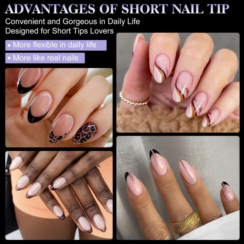 Gelike EC Extra Short Almond Gel Nail Tips Kit for Soak Off,Full Cover Soft Nail Tips,Pre-buff PMMA Resin,Clear Ultra-Thin Design,12 Sizes,240 Pieces - Image 4