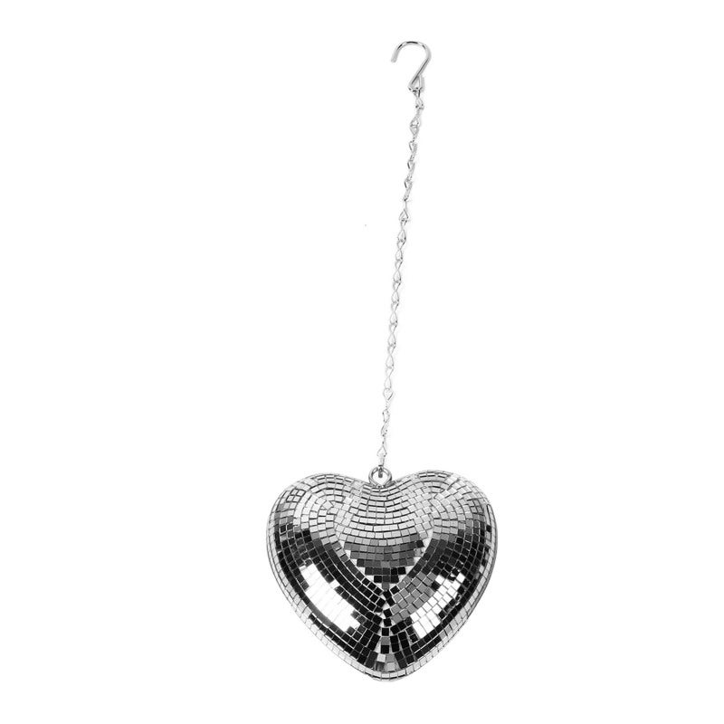 Heart Shaped Mirror Ball: Silver Premium Foam With Mirrored Glass Tiles - Handcrafted Sparkling Decorative Mirror Ball Ornament For Weddings Parties Bars And Indoor Outdoor Events - Image 3