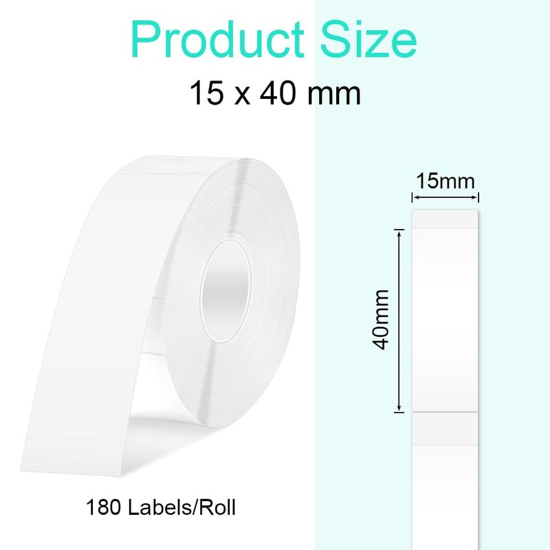 OFFCUP Label Tape, 15 x 40 mm Label Tape, Self-Adhesive Labelling Machine, Adhesive Tape for P11/P12/P15 Printer Thermal Stickers for School, Home, Office (180 Pcs/Roll) - Image 2
