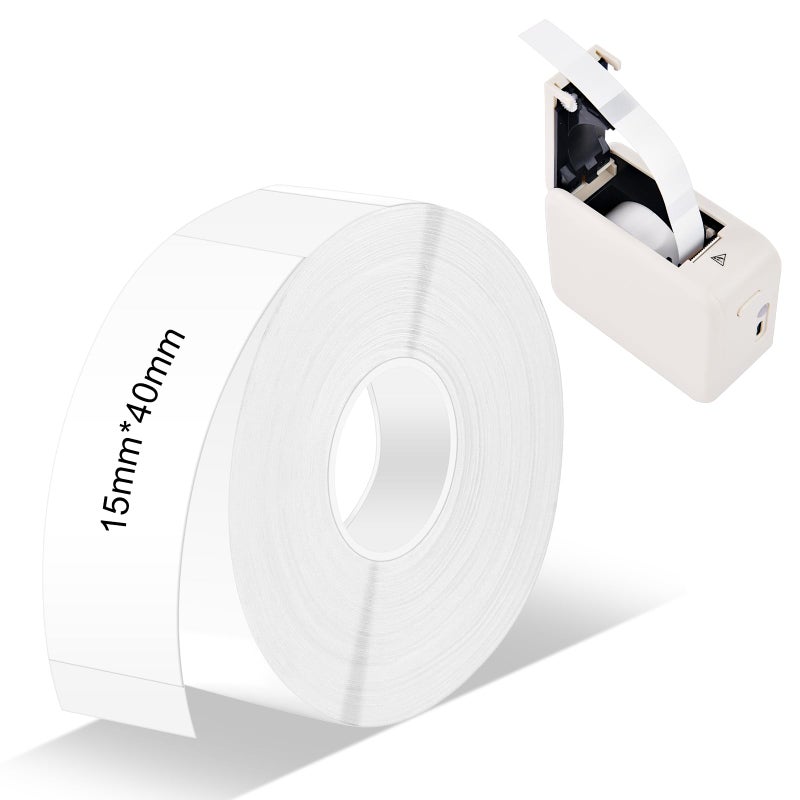 OFFCUP Label Tape, 15 x 40 mm Label Tape, Self-Adhesive Labelling Machine, Adhesive Tape for P11/P12/P15 Printer Thermal Stickers for School, Home, Office (180 Pcs/Roll) - Image 1