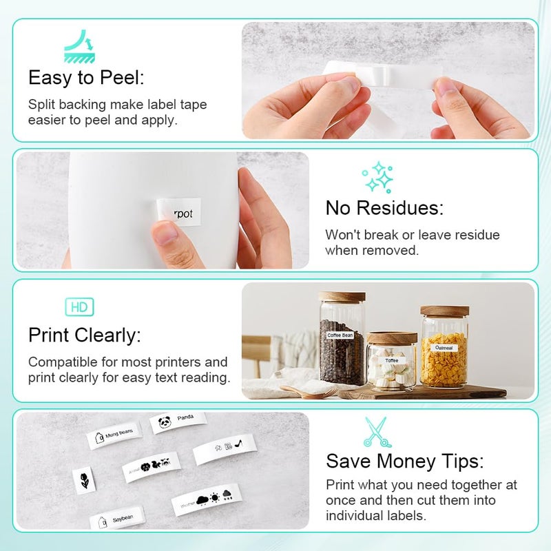 OFFCUP Label Tape, 15 x 40 mm Label Tape, Self-Adhesive Labelling Machine, Adhesive Tape for P11/P12/P15 Printer Thermal Stickers for School, Home, Office (180 Pcs/Roll) - Image 3