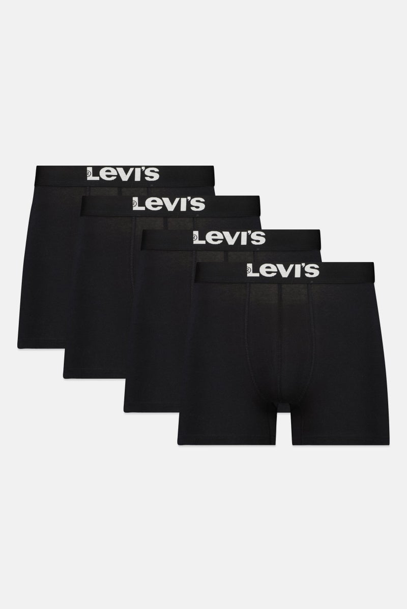 Levi's Men 4 Pieces Brand Logo Boxer Brief, Black - Image 1