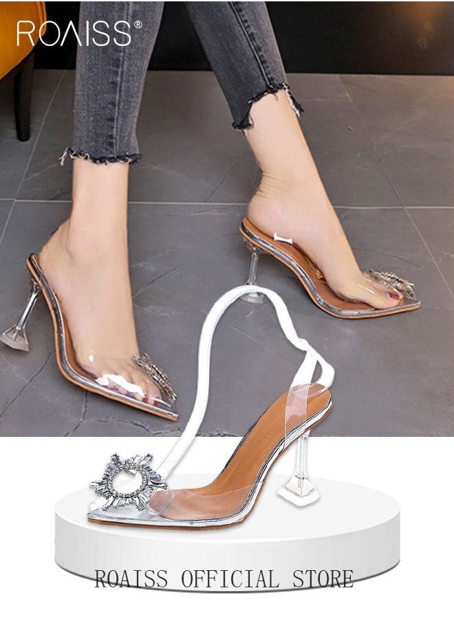 المرأة حجر الراين التفاصيل النحت كعب واضح Slingback مضخات الأزياء كريستال الكعب العالي الانزلاق على Slingback وأشار مغلق اصبع القدم شفافة PVC اللباس الزفاف الصنادل أحذية الصيف - pzsku/Z8D2B3CCD0E0A408CDADAZ/45/_/1685929043/2fe9613c-6a58-4a8c-8299-4ef9ac49ebf0