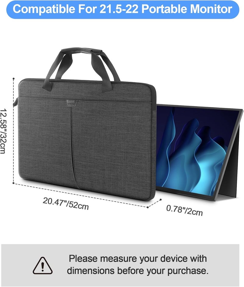Losong 21.5 Inch Portable Monitor Case, 21.5-22 inch Laptop Protective Carrying Cover with PU Handle, Large Accessory Pocket and Water Resistant for Travel Monitor Bag Display Screen Sleeve, Gray - Image 4