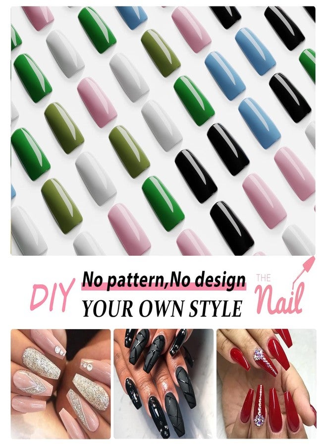 XCREANDO Baby Pink Press On Nails Medium Long Square, Xcreando Medium Coffin Nails Acrylic Nails Press ons Glue on Nails Medium Length, Solid Color Fake Nails for Women, Natural Thick Artificial Nails Stick on - Image 5
