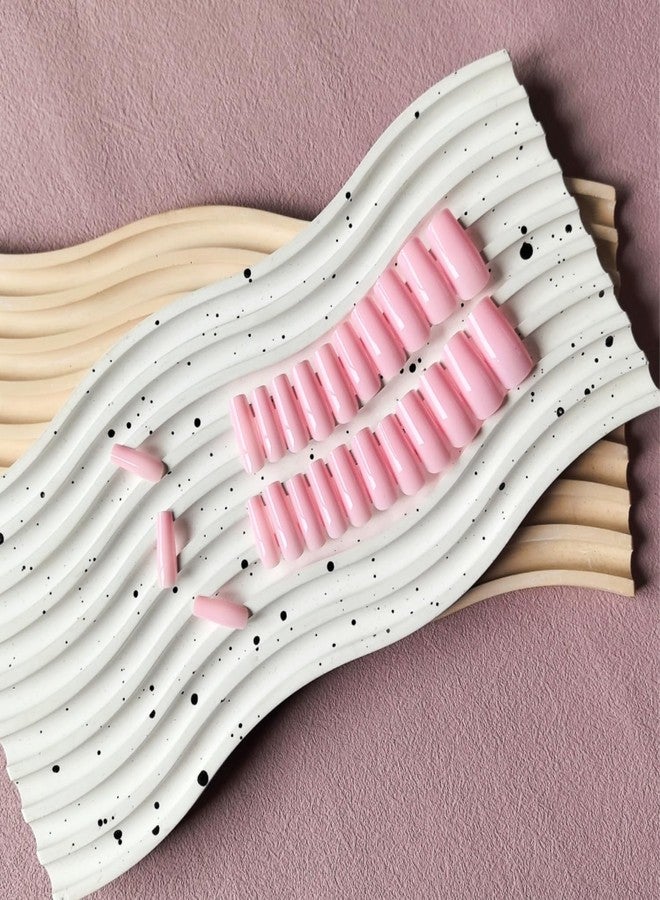 XCREANDO Baby Pink Press On Nails Medium Long Square, Xcreando Medium Coffin Nails Acrylic Nails Press ons Glue on Nails Medium Length, Solid Color Fake Nails for Women, Natural Thick Artificial Nails Stick on - Image 4