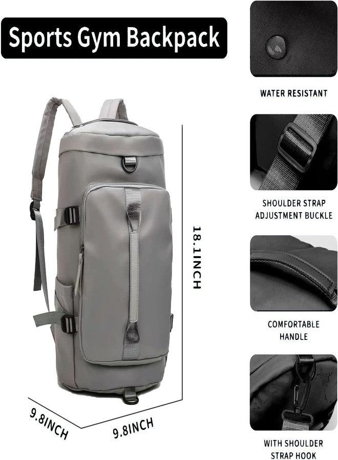 Firstdemand Multipurpose Large Sport Travel Backpack with Single Shoe Pockets for Men and Women Grey - Image 2