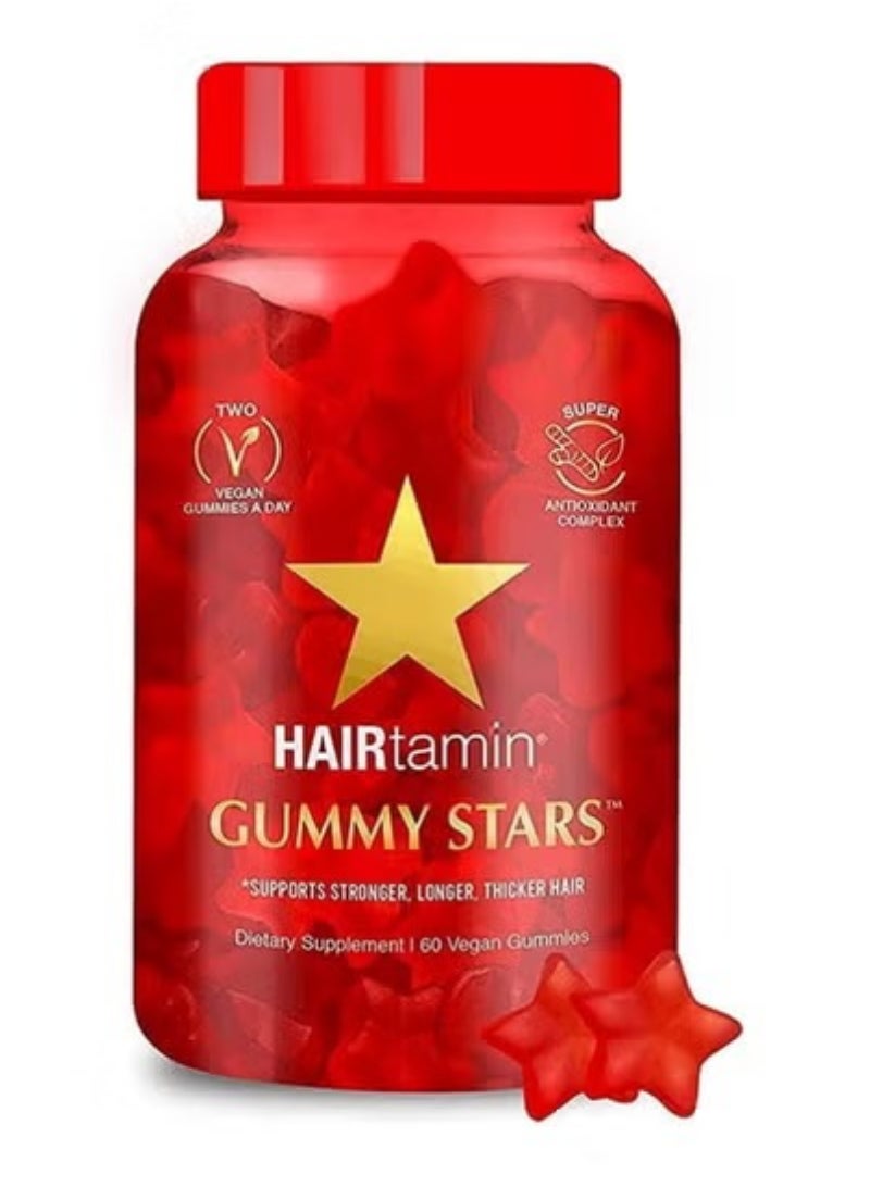 HAIRTAMIN هارتامين فيغان غومي ستارز – مكمل دعم نمو الشعر اللذيذ (60 حبة) عبوة من 1