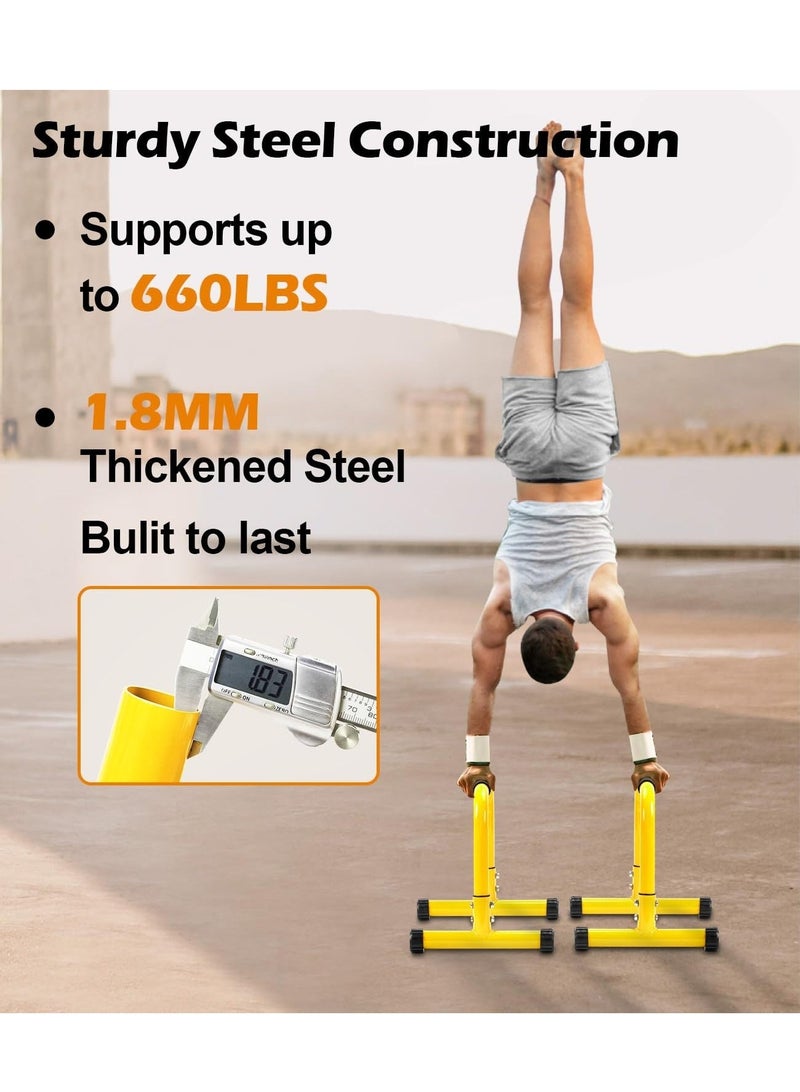 WALALLA Push Up Bar, High Steel Parallette Dip Bar with Full Coverage Foam Handle, Heavy-Duty Calisthenics Parallel Bars for L-Sit, Dips, Home Gym Strength Training Workout - Image 5
