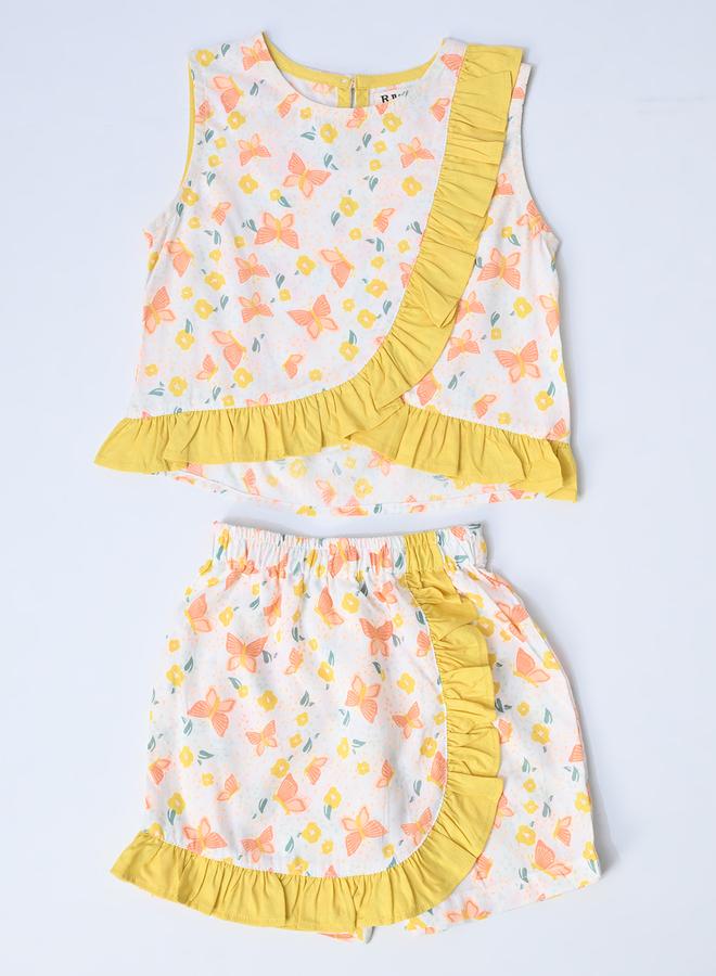 بيلا مودا طقم بلوزة وشورت بطبعات وتفاصيل مكشكشة من بيلا مودا - Image 2