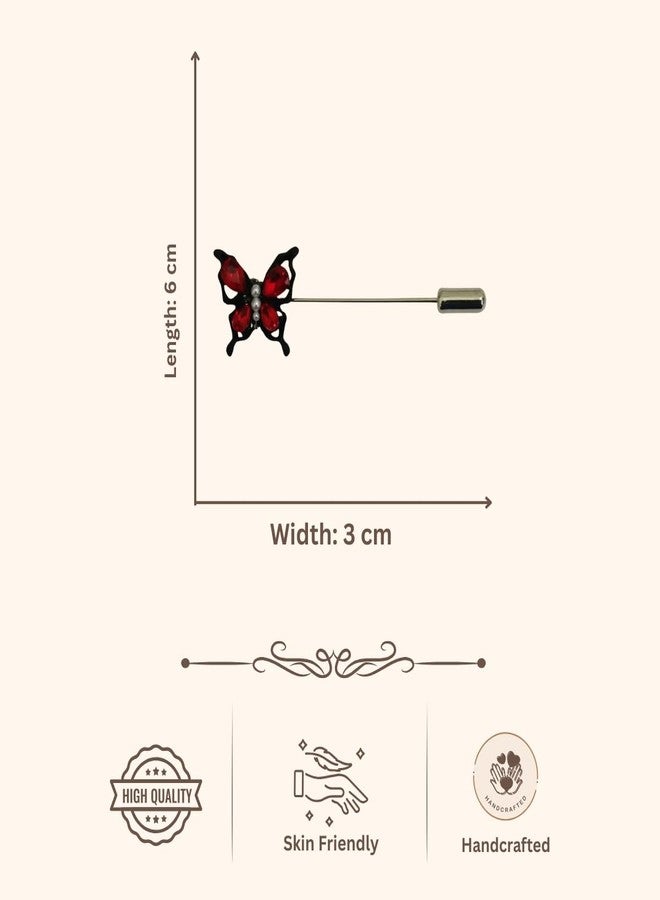 ACCESSHER Women's & Girls Red Butterfly Shape Lapel Pin Stylish Enamel Brooch for Saree Pleats, Pallu & Dupatta Accessory Elegant Wedding Brooch Accessories For Wedding - Image 5