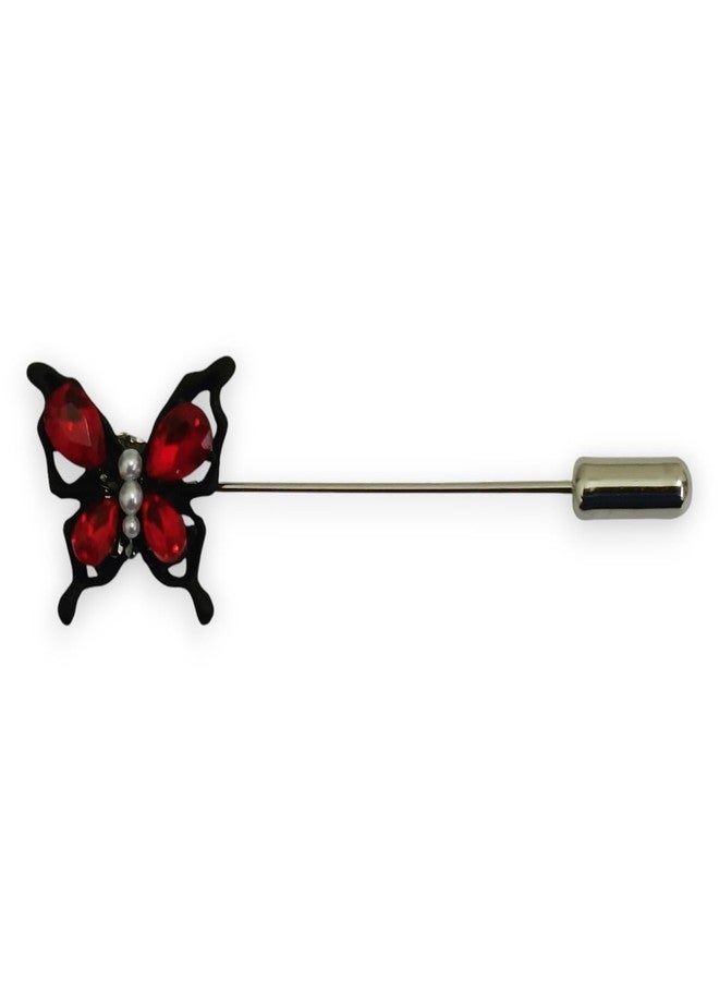 ACCESSHER Women's & Girls Red Butterfly Shape Lapel Pin Stylish Enamel Brooch for Saree Pleats, Pallu & Dupatta Accessory Elegant Wedding Brooch Accessories For Wedding - Image 1