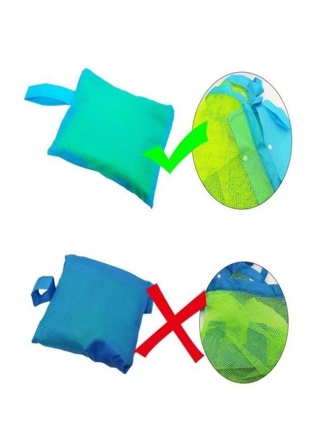 BornFeel Mesh Beach Bag Large Beach Toy Tote Bags Foldable Sand Toy Bag Green/Blue 18 x 12 x 18 Inch - Image 5