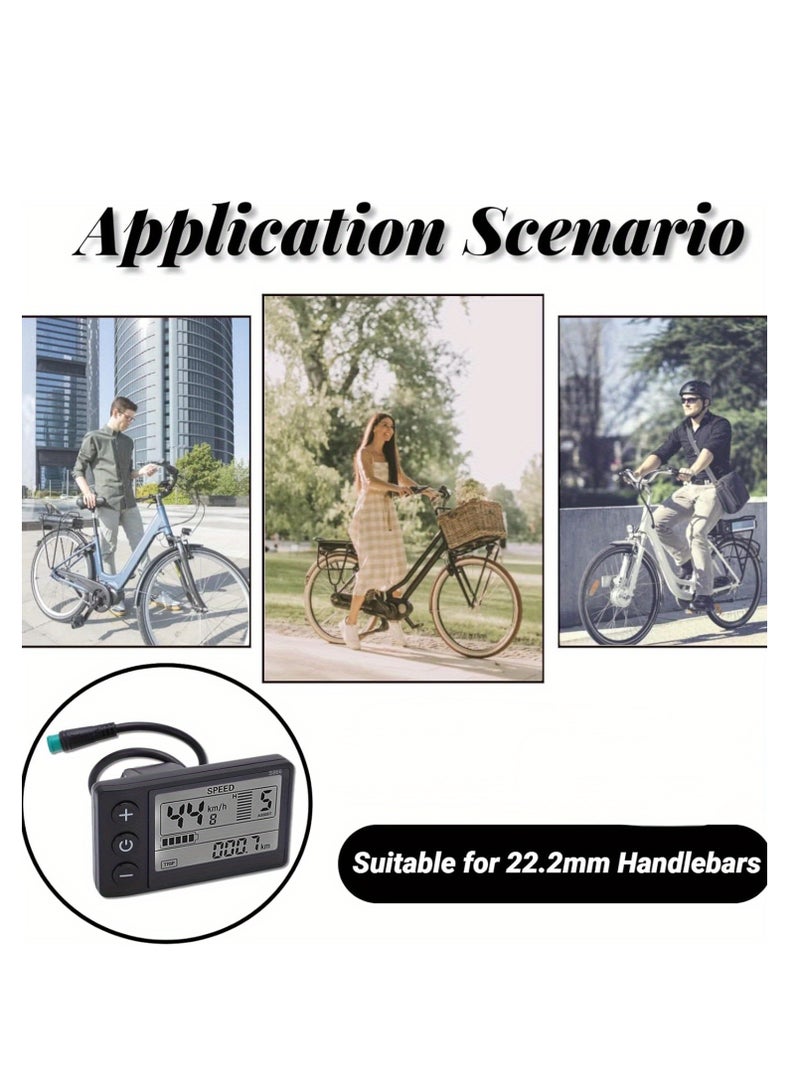 LCD Display Meter, S866 Ebike LCD Display Meter Control Panel LCD Display with Plug for 22.2mm/ 0.9in Handlebars S866 Bicycle Displaay LCD Meter Scooter Control Panel with SM Plug - Image 3