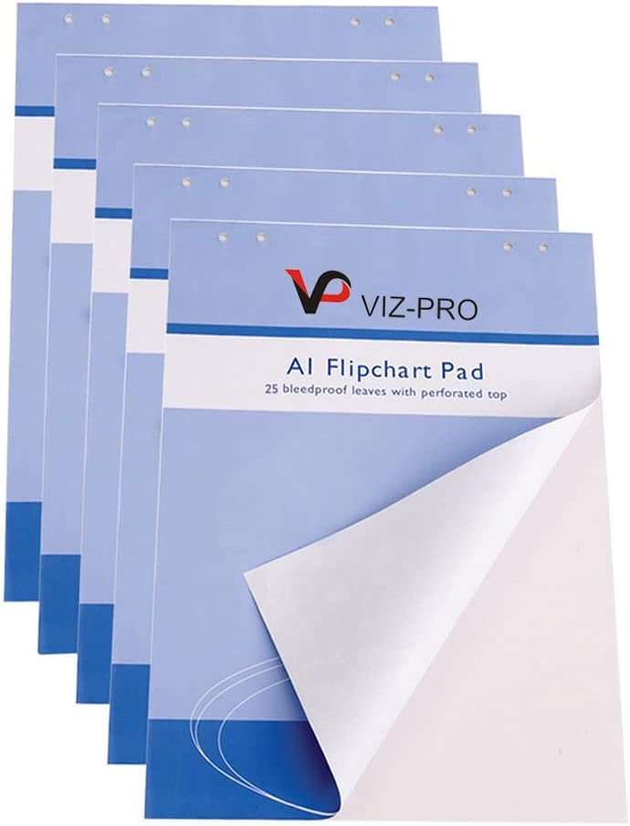فيز برو ألواح ورقية قياسية من VIZ-PRO للمنصات، ورق للفليبشارت بحجم A1، 25 ورقة في اللوح الواحد، 5 ألواح في العبوة. - Image 1