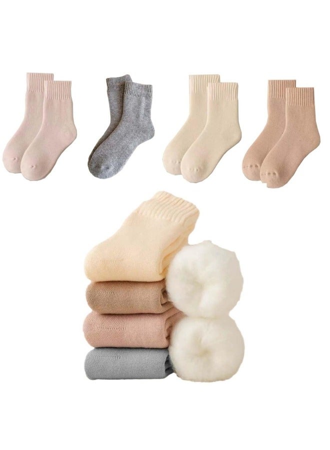 GGEROU 4 Pairs of Cashmere Socks, Women's Winter Fleece Socks, Thickened Warm Tube Autumn and Winter Super Thick Stockings - Image 1