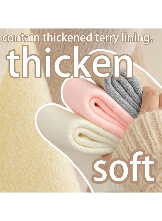 GGEROU 4 Pairs of Cashmere Socks, Women's Winter Fleece Socks, Thickened Warm Tube Autumn and Winter Super Thick Stockings - Image 2