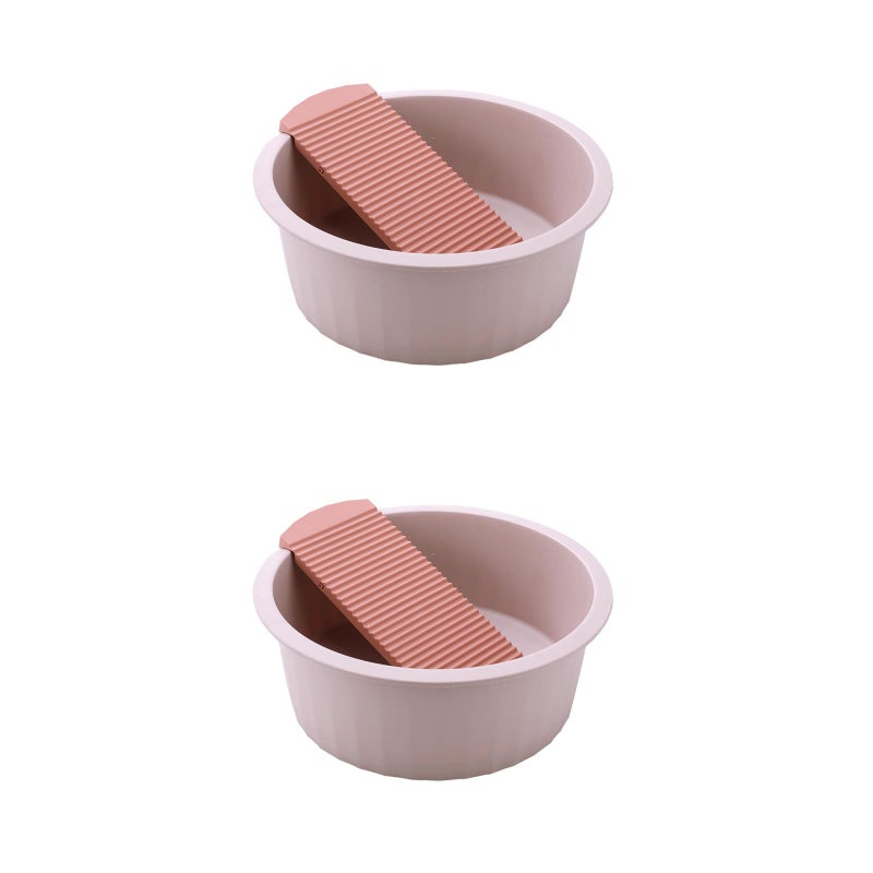🏠 مجموعة حوض غسيل 2 قطع للاستخدام المنزلي 35 5 13 سم وردي - Image 1