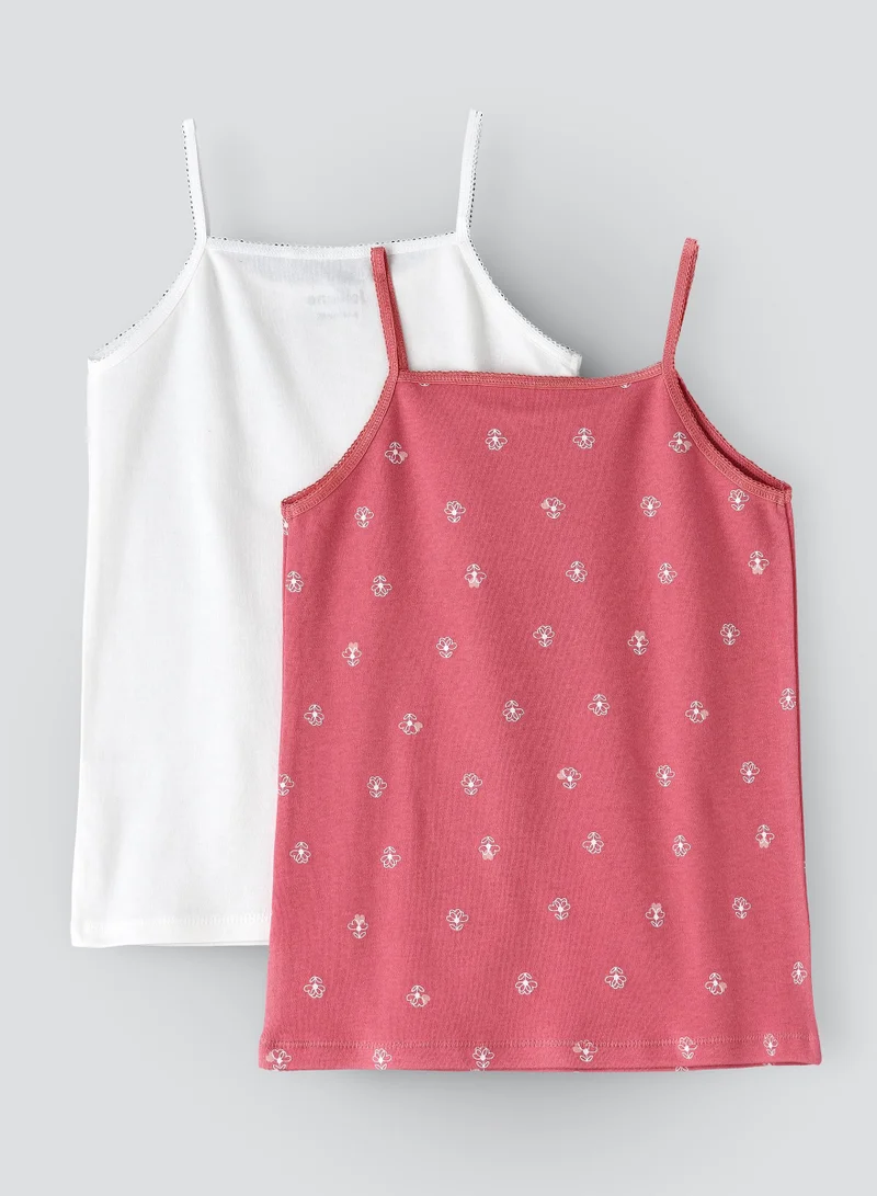 جيلين 2 Pack Girls Vests 100% Cotton, Soft and Breathable Sleeveless Undershirts for Girls