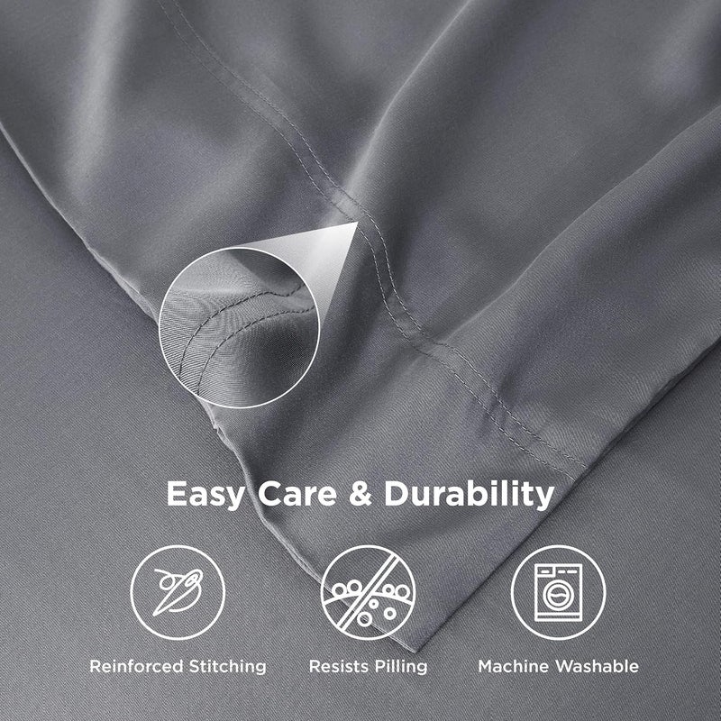 Bedsure Pillow Cases Standard Size, 100% Rayon Derived from Bamboo Cooling Pillowcase Set of 2, Silky Soft & Breathable Pillow Covers with Envelope Closure for Kids, Gifts, Dark Grey, 20x26 Inches - Image 5