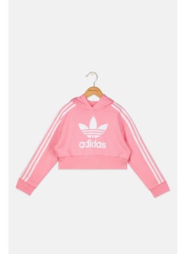 adidas Originals Kids Girl Sportswear Fit Brand Logo Hoodie, Pink  - Image 1