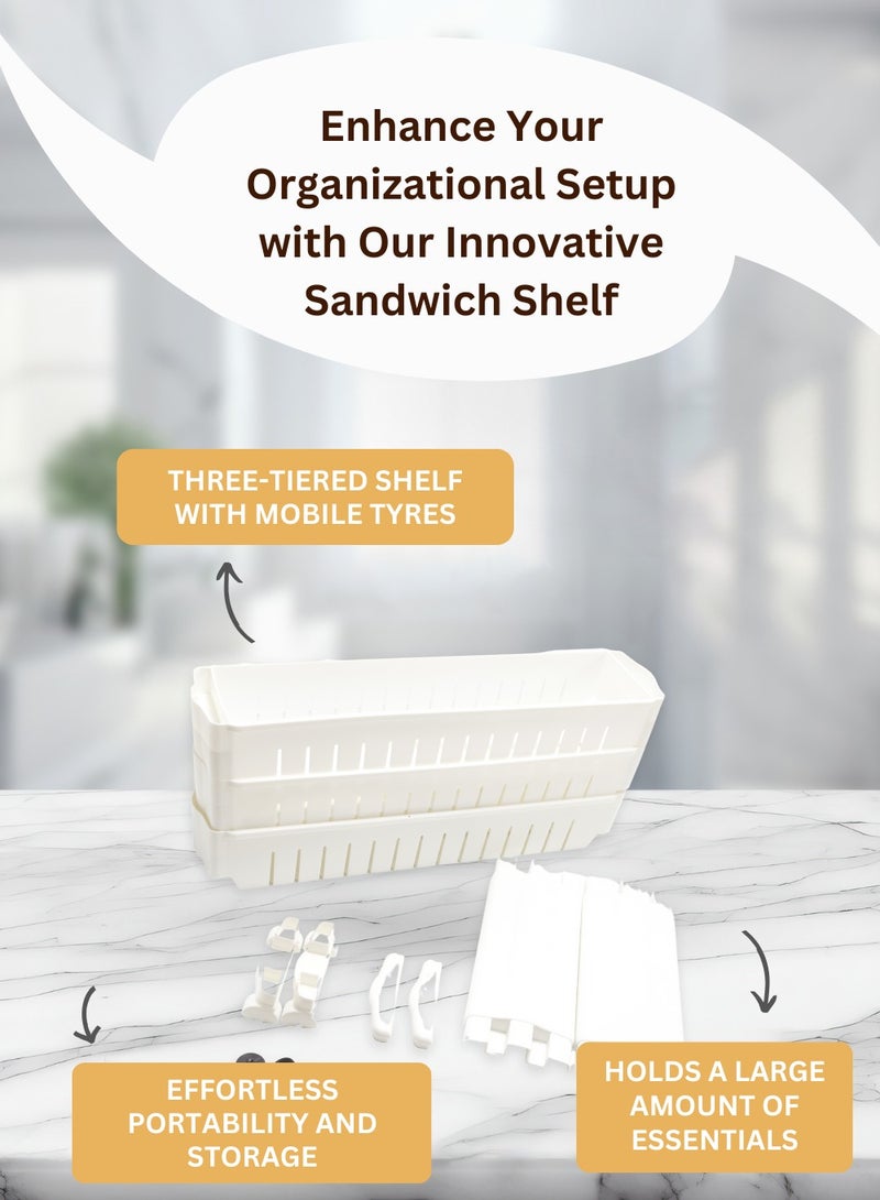 Home Care Sandwich Shelf – Detachable Toast Rack for Serving/Organization, Bread Toast Holder, Non-Toxic Plastic, 3-Tier Adjustable Kitchen Rack with Castor Wheels | Standing Shelf Units - Image 3