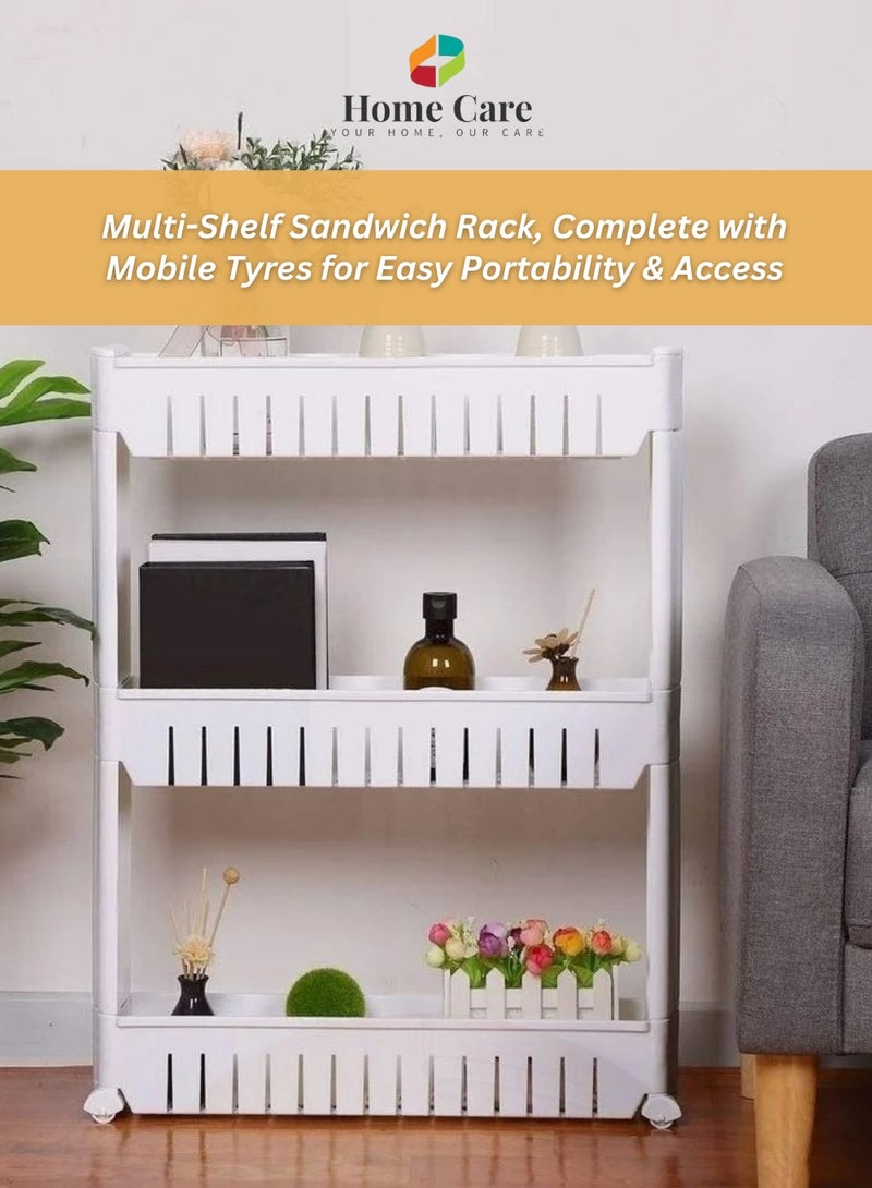 Home Care Sandwich Shelf – Detachable Toast Rack for Serving/Organization, Bread Toast Holder, Non-Toxic Plastic, 3-Tier Adjustable Kitchen Rack with Castor Wheels | Standing Shelf Units - Image 1