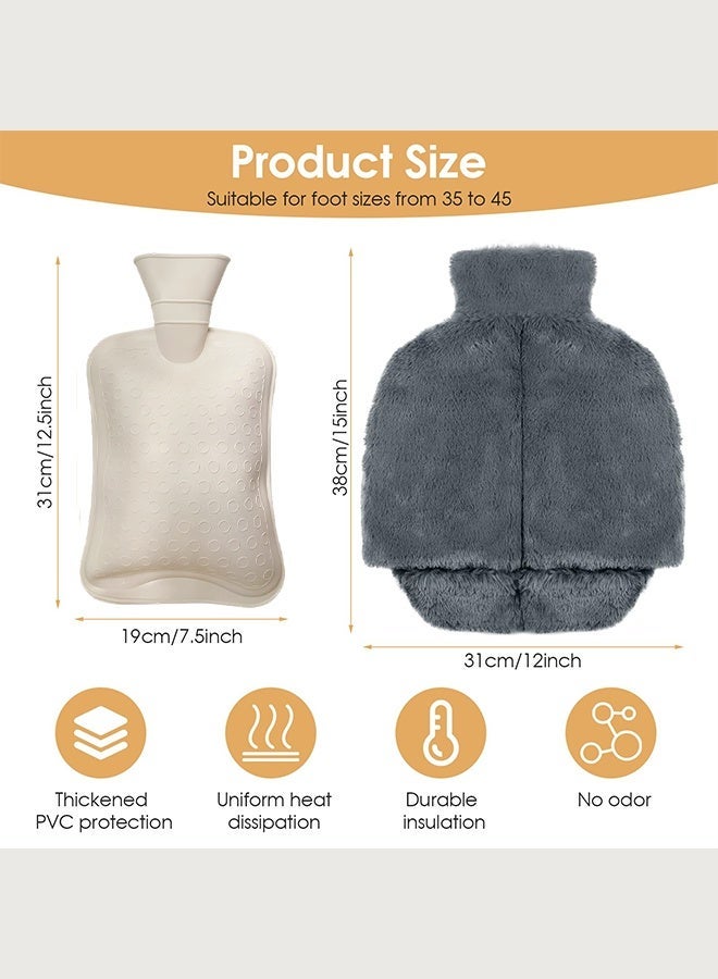 HaHaHai Hot Water Bottle with Plush Cover, Leakproof Pvc Hot Water Bag for Feet & Hands, Reusable Fleece Hot Water Pouch, Heat Therapy for for Pain Relief Hot Cold Therapy Hand Feet Warmer, Menstrual Cramps, Hot Compress 2L - Image 4