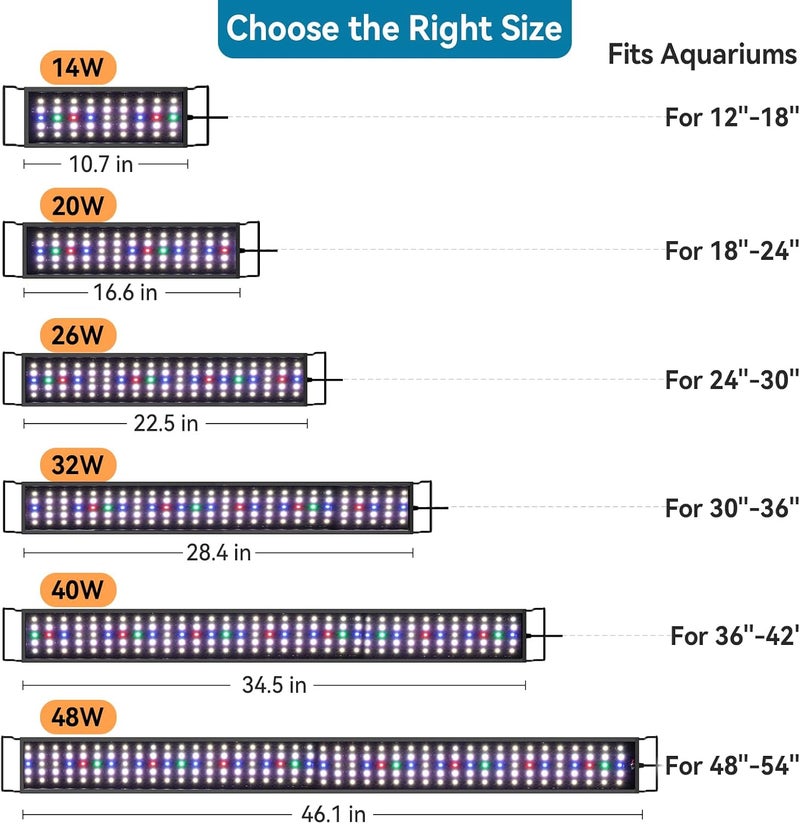 Hygger 26W Aquarium LED Light, Fish Tank Full Spectrum Lighting with 24/7 Day-Night Cycle Mode & Auto On/Off Timer, Adjustable Brightness, 7 Colors Options, Extendable Bracket for 60~76cm Freshwater - Image 2