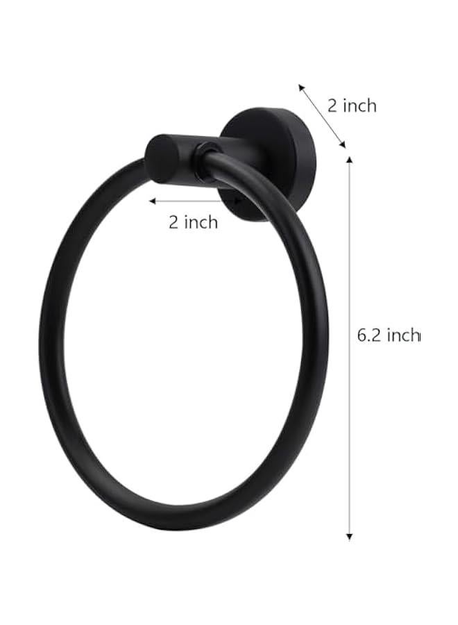 2 Pack Towel Ring for Bathroom, Stainless Steel Towel Holder Bathroom Hand Towel Hanger Wall Mounted Round Towel Racks for Bathroom, Kitchen Organization, Matte Black - Image 2