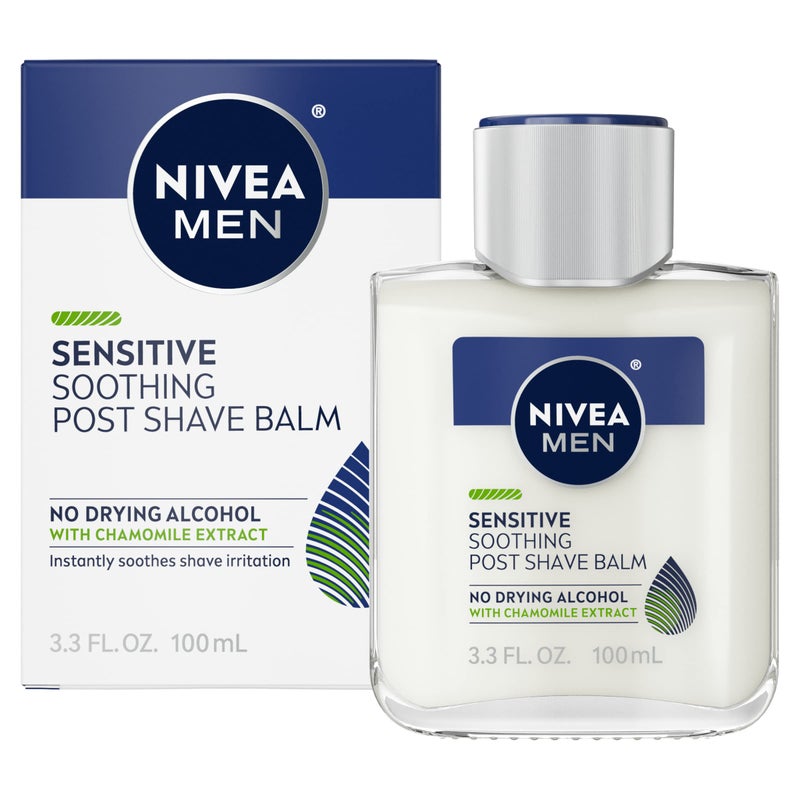 Nivea بلسم ما بعد الحلاقة نيفيا للرجال الحساسين المهدئ مع فيتامين E، برو فيتامين B5 ومستخلص البابونج، بلسم ما بعد الحلاقة خالي من الكحول للرجال، 3.3 أونصة سائلة - Image 1