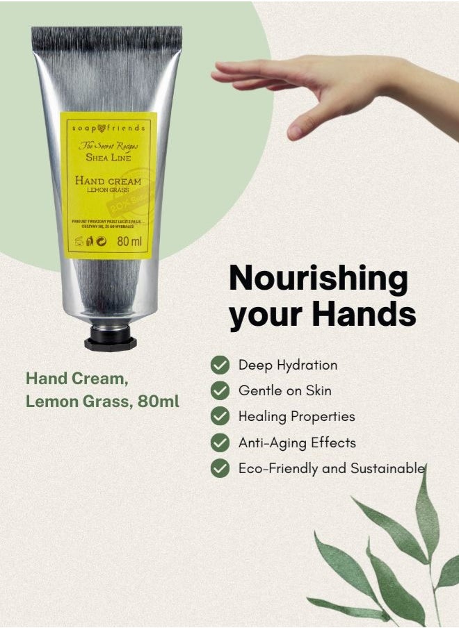 Soap&Friends Soap&Friends Lemongrass Hand Cream 80ml – Invigorating Moisturizer with 20% Organic Shea Butter – Natural, Organic & Cruelty-Free  - Image 4
