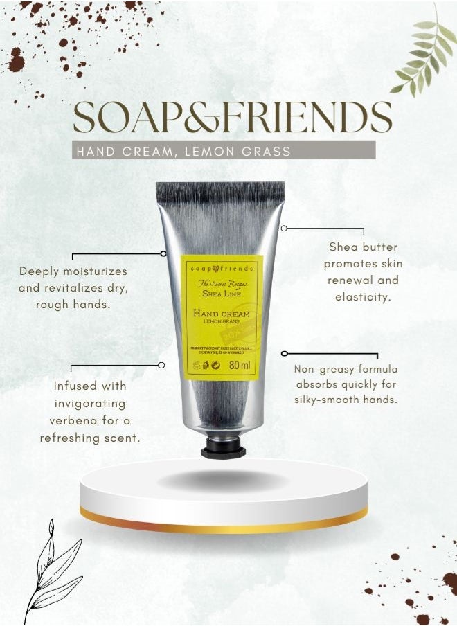 Soap&Friends Soap&Friends Lemongrass Hand Cream 80ml – Invigorating Moisturizer with 20% Organic Shea Butter – Natural, Organic & Cruelty-Free  - Image 3