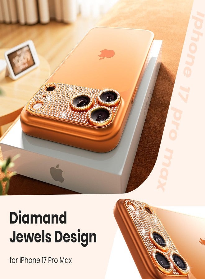 WSKEN for iPhone 17 Pro Max Camera Lens Protector Diamond Bling - [Not Easy to Fall][Strong Adsorption] Glitter Metal Aluminum Alloy Rear Camera Screen Cover Accessories, Cosmic Orange - Image 4